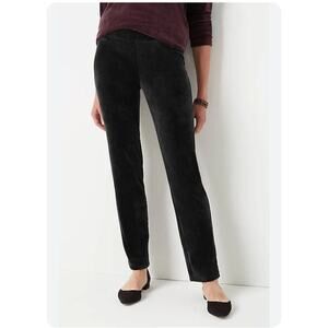 J. Jill High-Rise Slim Leg Velvet Pants Size 5 Dark Green Stretch EUC
